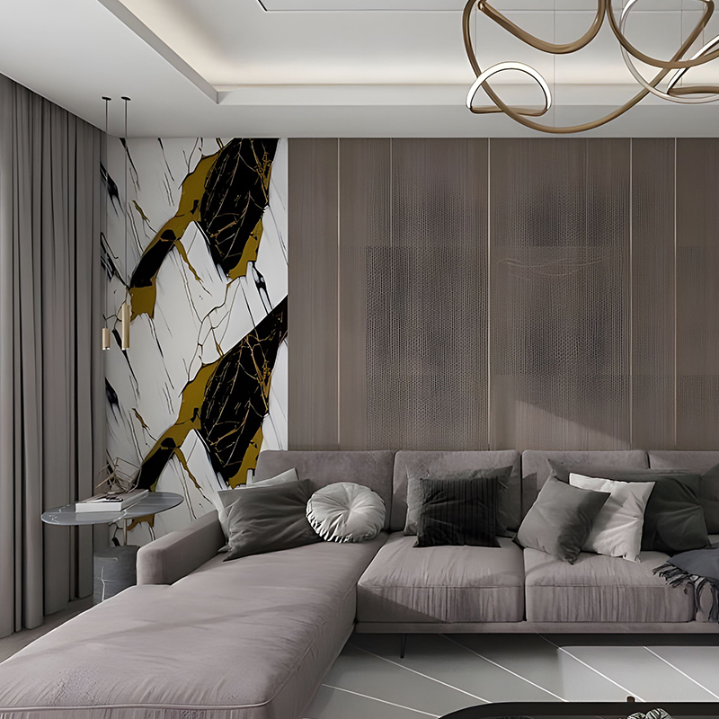 Pozłacana czarna jadeitowa dekoracja ścienna do salonu Folia transferowa PET