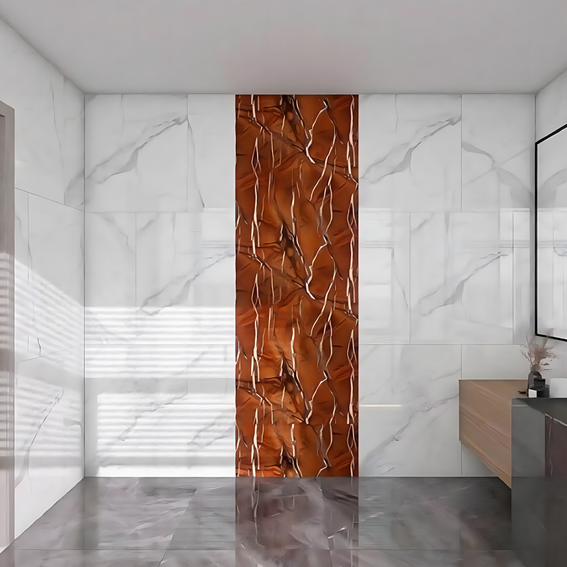 Rainforest Brown Teksturowana łazienka Backsplash Dekoracja Folia termotransferowa PET